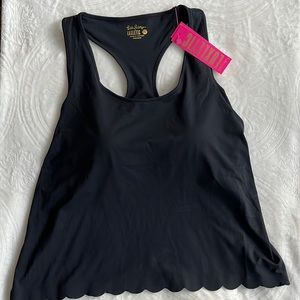 Lily Pulitzer Luxletic Black XL Claralee scallop bra NWT. 1/2 price’